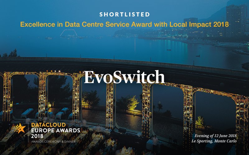 EvoSwitchUSA's tweet photo. "EvoSwitch’s Data Center Services Optimization Model Shortlisted in 3 Award Categories Datacloud Europe 2018" Read the full @HostingJournal article here: https://t.co/ItNFJxMzPZ https://t.co/EJtMFShBfy