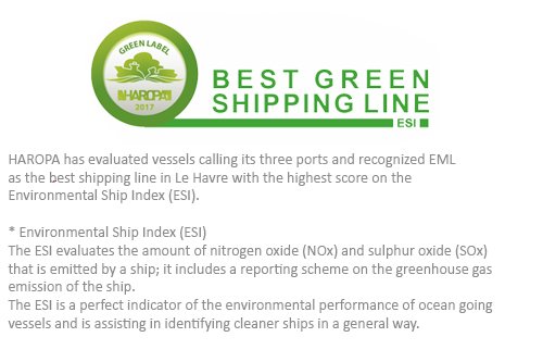 EuroMarineLog's tweet photo. We are proud to announce that EML has been rewarded as “Best Green Shipping Line” by HAROPA, a joint venture comprising the French ports of Le Havre, Rouen, and Paris. #EML #HAROPA #Greenshippingline https://t.co/NEjKUR3v4a