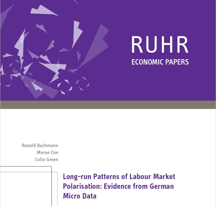 RWI_Leibniz_en's tweet photo. A new #REP by #RWI & @NTNU examines individual #worker adjustment
processes related to routine-biased #technologicalchange. It finds that #routinetask work is associated with reduced #jobstability but has no disruptive #employment effects. https://t.co/nJXzxCE8Fs https://t.co/q0Tx0lUc0l