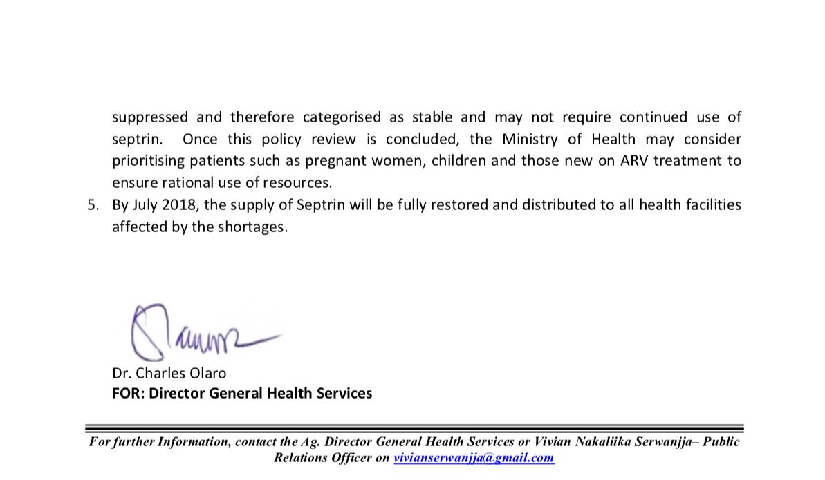 PRESS RELEASE: Clarification on Stock Out of Septrin.