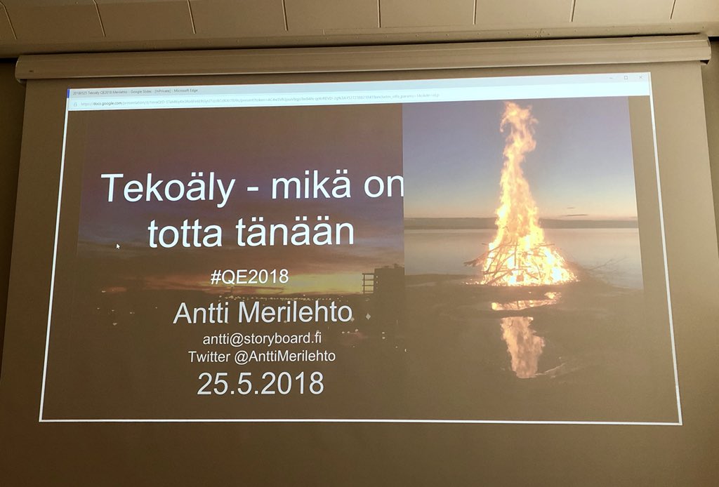 AnuSalpakoski's tweet photo. Uutta ideaa hakemassa palveluiden kehittämiseen #QuantifiedEmployee -seminaarissa. Voiko mm. #tekoäly parantaa työntekijän #hyvinvointia ?Erinomainen esitys @AnttiMerilehto 
#qe2018 #peurunka https://t.co/YuFkvfPec0