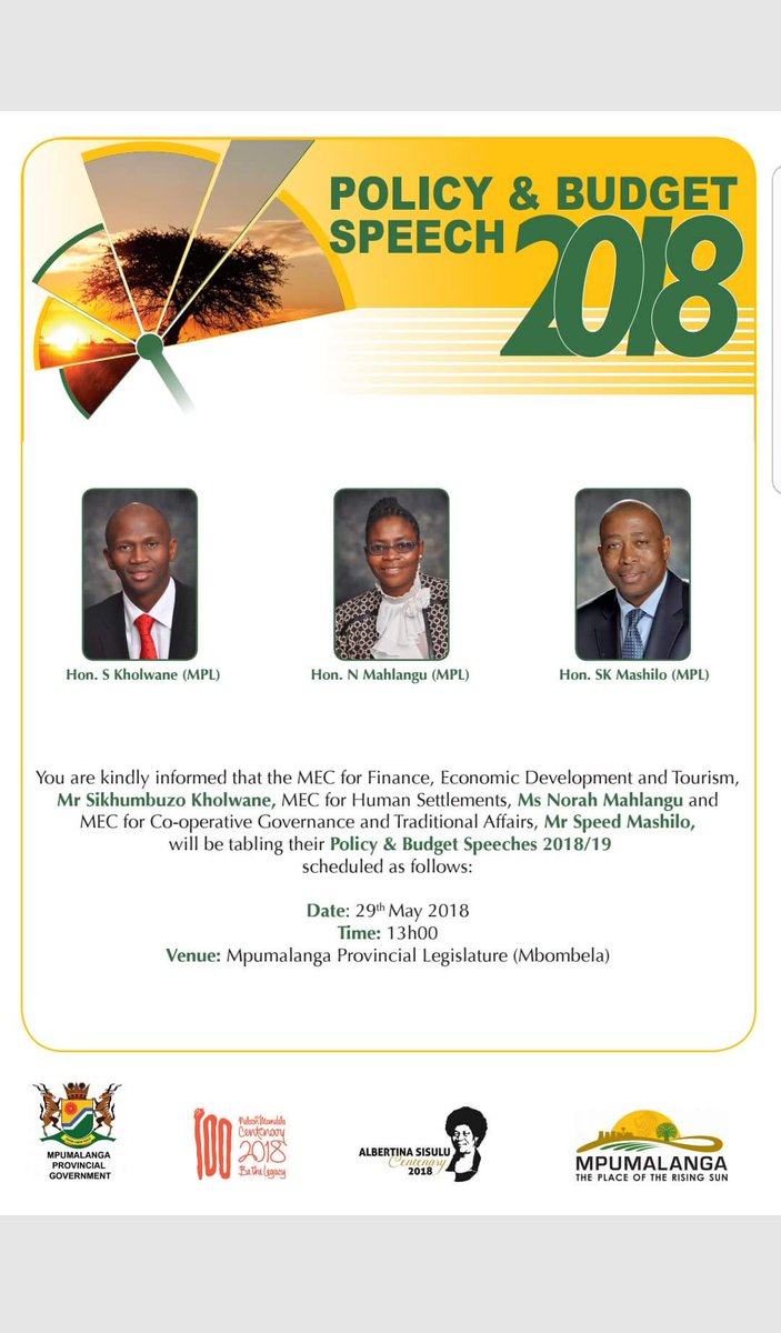 MPTreasury's tweet photo. #MPBudget2018
When the sun rises, we work harder to deliver.
Let's all continue to move Mpumalanga forward. https://t.co/VNwDBQQJTX