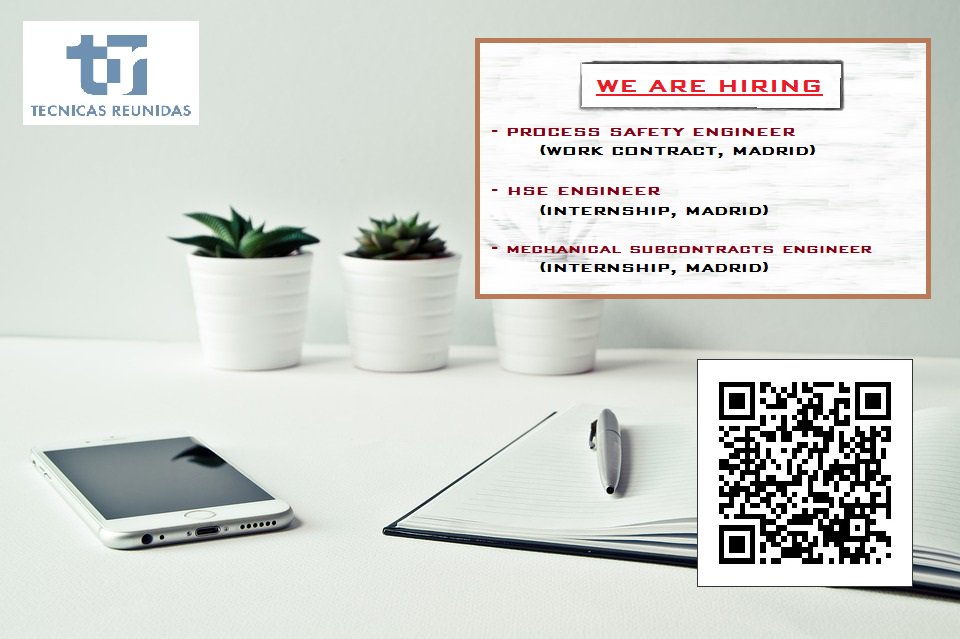 Tecnicas_reun's tweet photo. Últimas ofertas de #empleo y #becas:
- Process Safety #Engineer
- Beca: Ingeniero de HSE
- Beca: Ingeniero de Subcontratos Mecánicos
Solicitudes aquí ➡️https://t.co/x75ug38EWI
#Talento2018 #Ingeniería #Empleo #Becas #TécnicasReunidas https://t.co/RgWocSqvRj