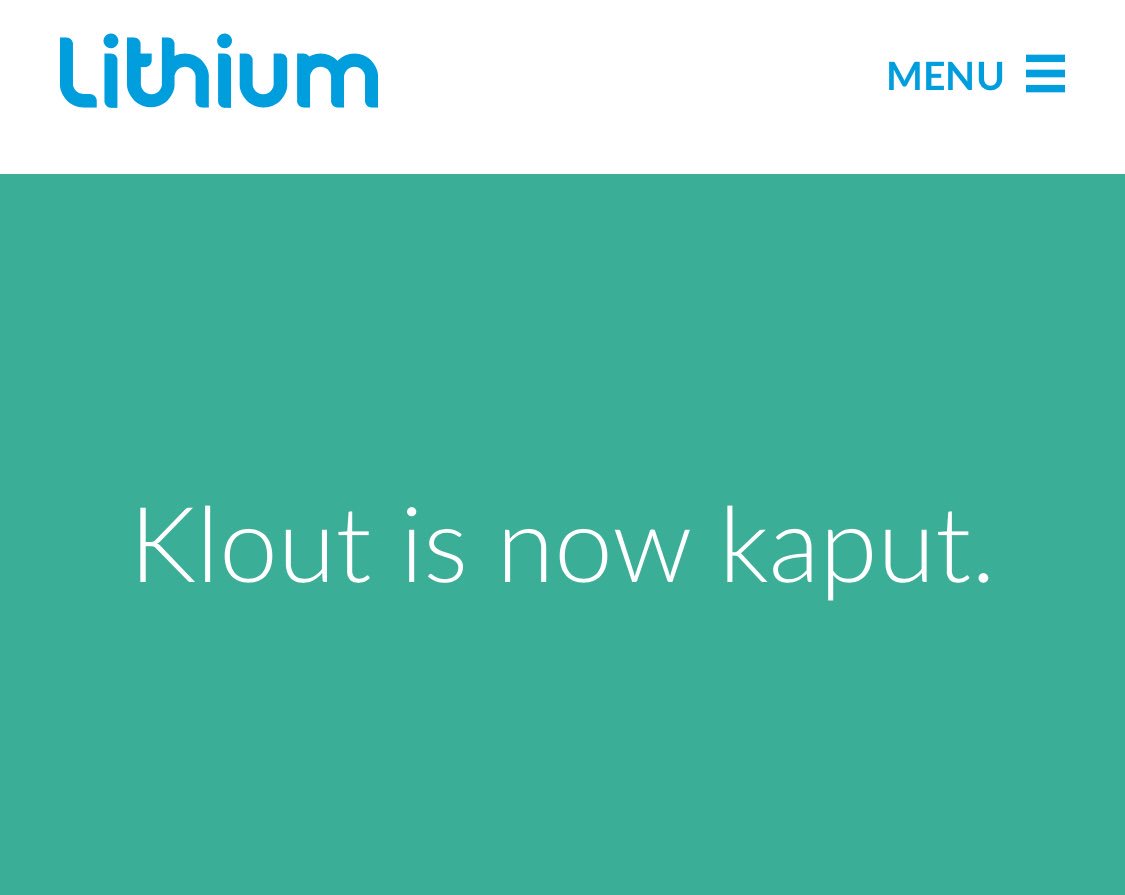 Klout is now kaput
