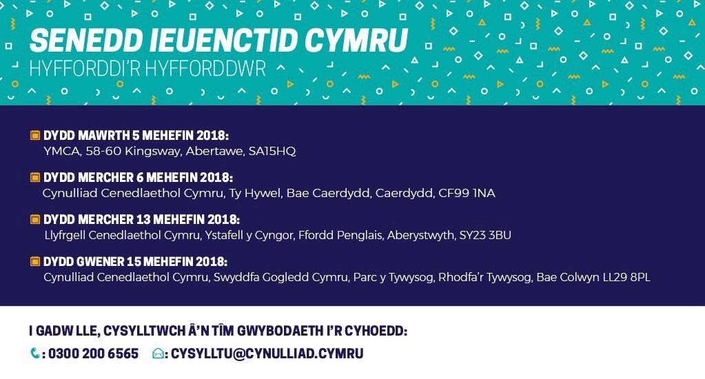 ➡️ Work with young people aged 11-18 in Wales? 
➡️ Interested to learn more about the #WelshYouthParliament? 

We still have space at our *FREE* training session in #Aberystwyth! Come along and discover how you can get young people involved!