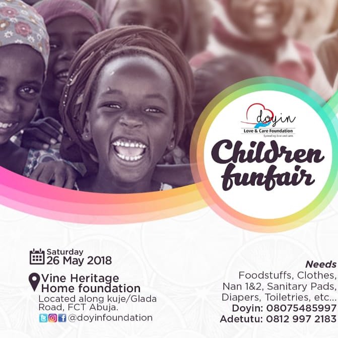 doyinfoundation's tweet photo. It's tomorrow!

Join our free bus from Galadinma, we move at 12pm. 

Dress code; T-shirt on Jeans. 

You can create ripples of joy, touch a child today! https://t.co/Z8yrapMUBu