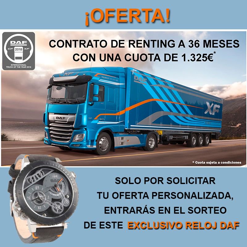 Nirvauto's tweet photo. Nunca había sido tan fácil adquirir un flamante #DAF XF 480 FT Space Cab completamente equipado 🚛 Solicita tu presupuesto personalizado, con unas condicions financieras excepcionales, y entrarás en el sorteo de un reloj DAF ➡️ https://t.co/LuVaUs4DvZ #PureExcellence #ITOY2018 https://t.co/fUvH0HRJri