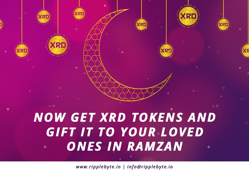 XRDCoin's tweet photo. Ramzan Special, Gift XRD tokens to your loved ones - Let them Wrap a Crypto token this time.
Visit and gift - https://t.co/QWQc6OfRWE  
#cryptocurrency #xrdtoken #giftxrd #ripplebyte #xrdico https://t.co/yHJsx576g0
