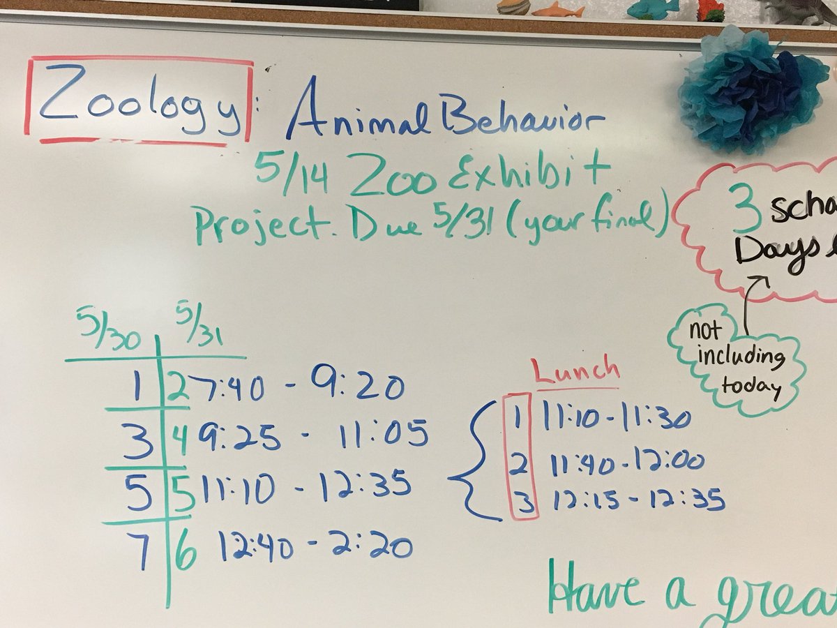 Next week’s final schedule. This will be the last tweet for this account. Next year I’m using Remind. Have a great summer!