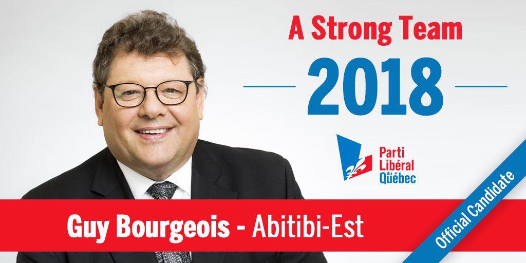 LiberalQuebec's tweet photo. #AStrongTeam - #UneÉquipeSolide
Learn more about Guy Bourgeois, his life, his interests, his professional background and his political commitment to Quebec. ➤➤ https://t.co/gD9TjJ7ari
Follow him on Twitter : @guybourgeois90
#Qc2018 #AbitibiEst #PLQ https://t.co/DS56pDBdJx