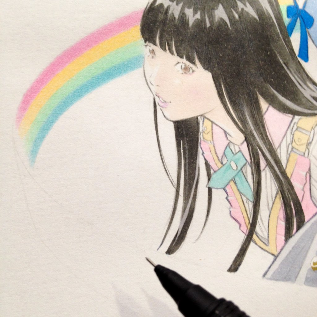 「虹はすべて手描きの色鉛筆です✍️ #世界選抜総選挙 」|窪之内 Eisaku 英策のイラスト