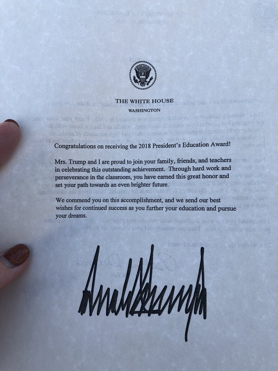 IHEARTBURKESHOW's tweet photo. That moment your 14 year old son is more excited about the letter from @realDonaldTrump over the 2 medals he got for year long honor roll. #proudmommoment https://t.co/Lm9fwF1DSj