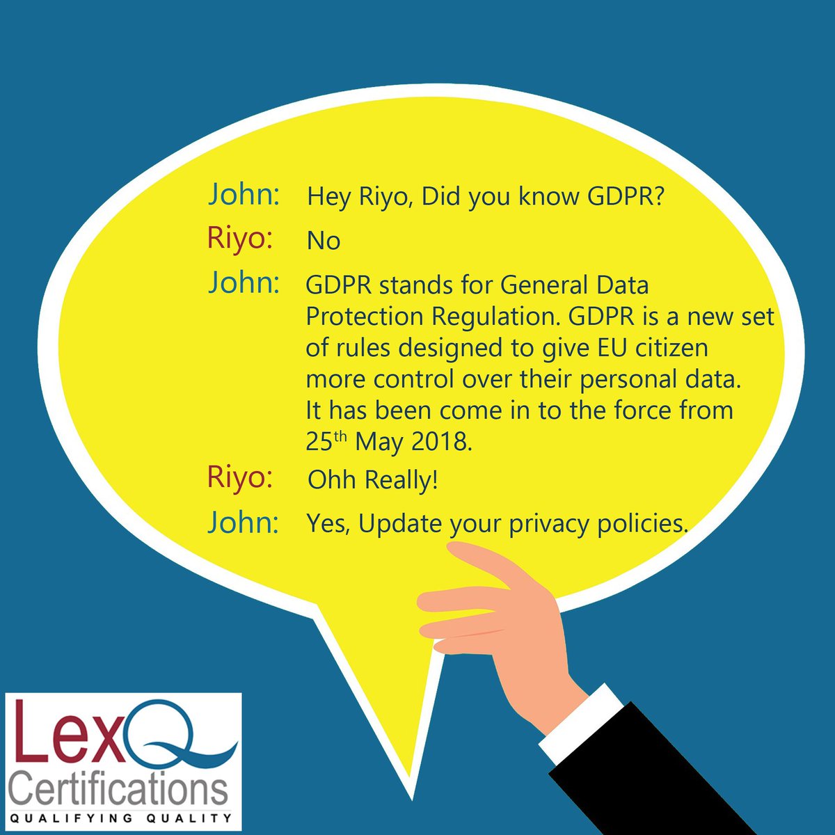 LexQCertificate's tweet photo. #GDPR #GeneralDataProtectionRegulation #May25th #LexQ https://t.co/6PItTiEXZc