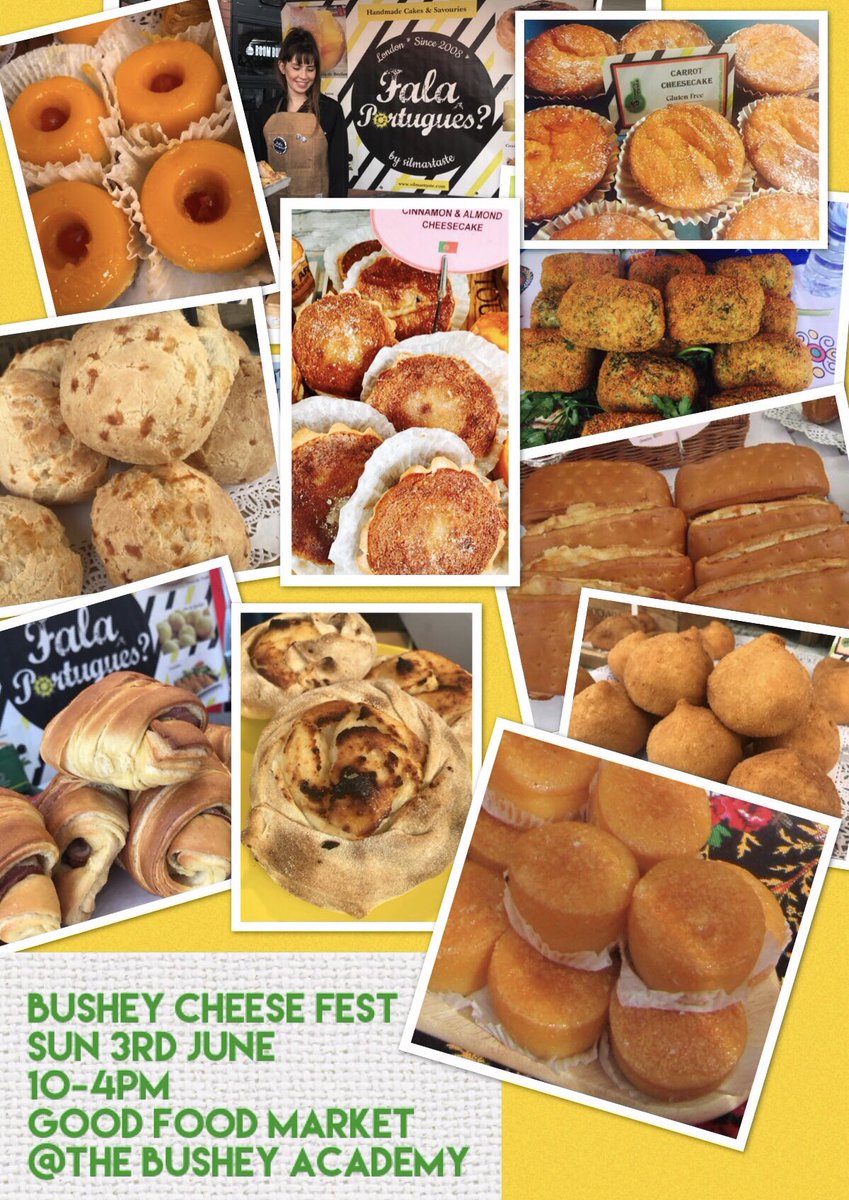 As part of the Bushey Cheese Festival <a href="/GoodFood_Market/">Good Food Market</a> - we will present a special selection of Portuguese cheesecakes and cheese savouries - don’t miss it! It’s on the 3rd of June 🇵🇹🇧🇷 🧀 🍰🥟@BusheyAcademyPE