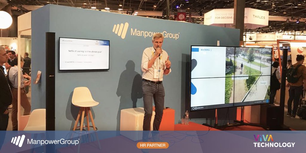 ManpowerGroupFR's tweet photo. #FutureOfWork Plus de la moitié des métiers de 2030 n'existent pas encore. C'est pourquoi, le #DigitalLearning doit miser sur les #SoftSkills et les nouveaux sachants, explique @amitre2, co-fondateur de @coorpacademy #VivaTech https://t.co/xvqBADSpA5