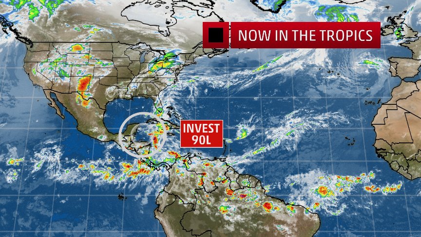 kellycass's tweet photo. BREAKING: #Invest90L now has 90% chance of developing in next 48 hours. Even if it doesn't become #tropicalstorm #Alberto there is the chance for #flooding over #MemorialDayWeekend 
@weatherchannel https://t.co/bo5GDNOUnF