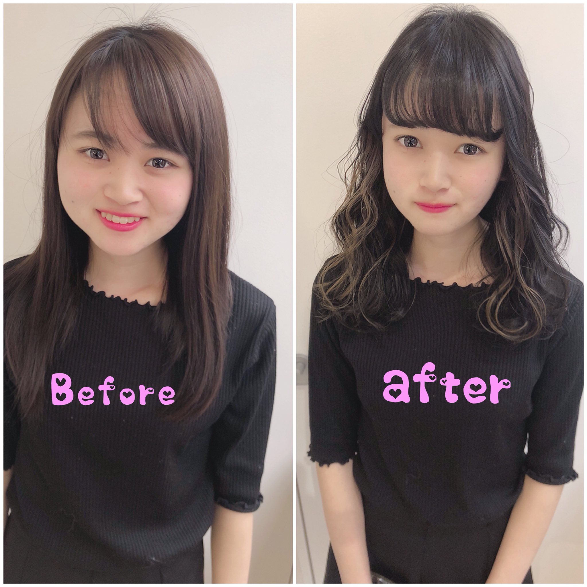 高原 宏幸 名古屋 可愛い前髪 巻き髪風パーマスタイル 大人気 Before Afterシリーズ 巻き髪風パーマとカットと イヤリングcolorの融合ヘアーです Gemgarden 前髪 シースルーバング 名駅 名古屋 前髪カット パーマ 高原宏幸 名古屋美容師