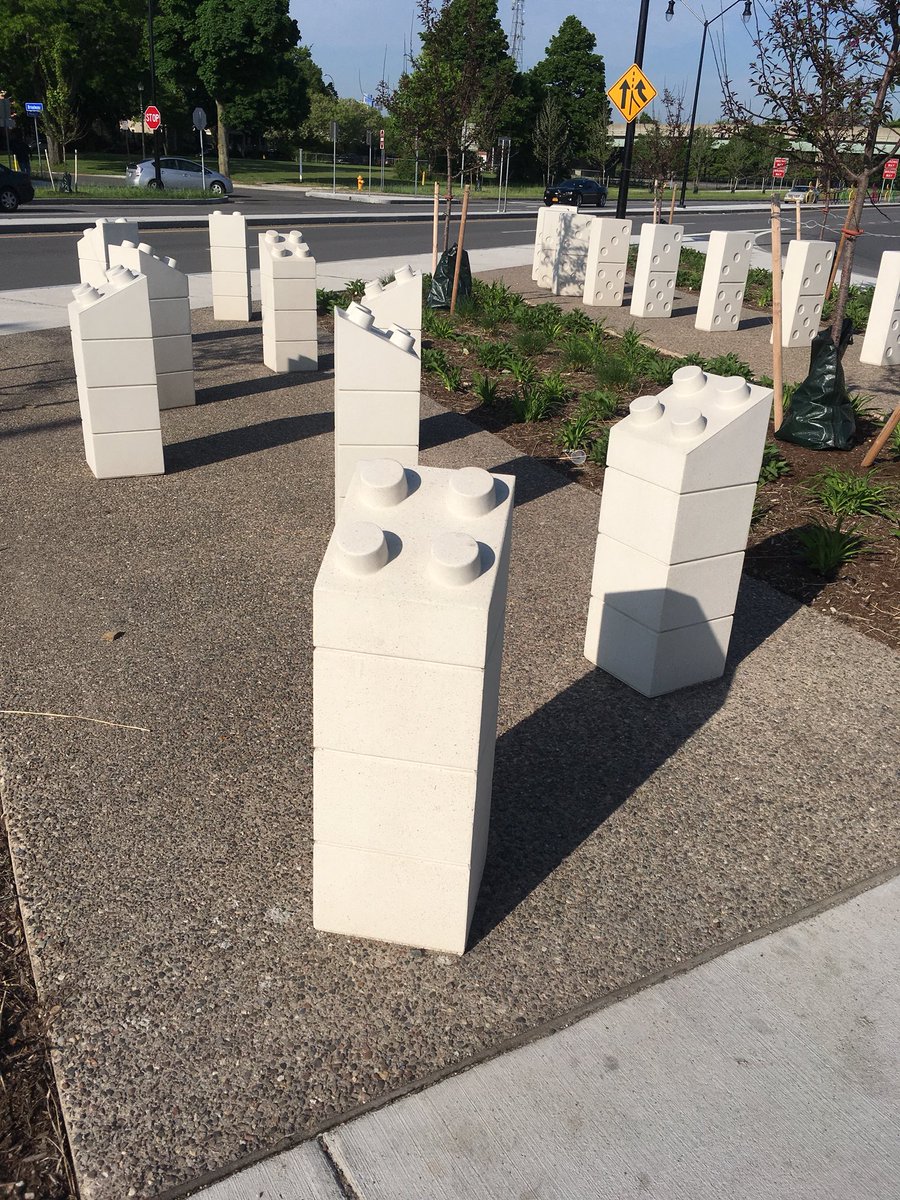 I love that my city installed giant Legos where we removed an expressway. #roc #downtownroc #innerloop