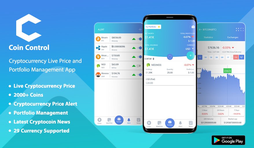 GoldenmaceIT's tweet image. Coin Control: Cryptocurrency Live Price Tracker App
Download Now: bit.ly/2I1sfNB
#Coincontrol comes with some brilliant features: Live Cryptocurrency Price, Easy Portfolio Management, 2000+ Coins supported and much more. #cryptocurrencies #askalexa #bitcoin #liveprice