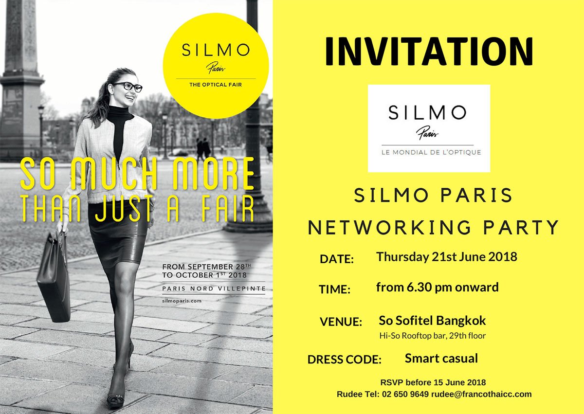 PromosalonsTHAI's tweet photo. Invitation to SILMO PARIS Networking Party in Bangkok - 21 June from 6.30 pm - https://t.co/9XaPRrmczv https://t.co/KdV29rZ3NU