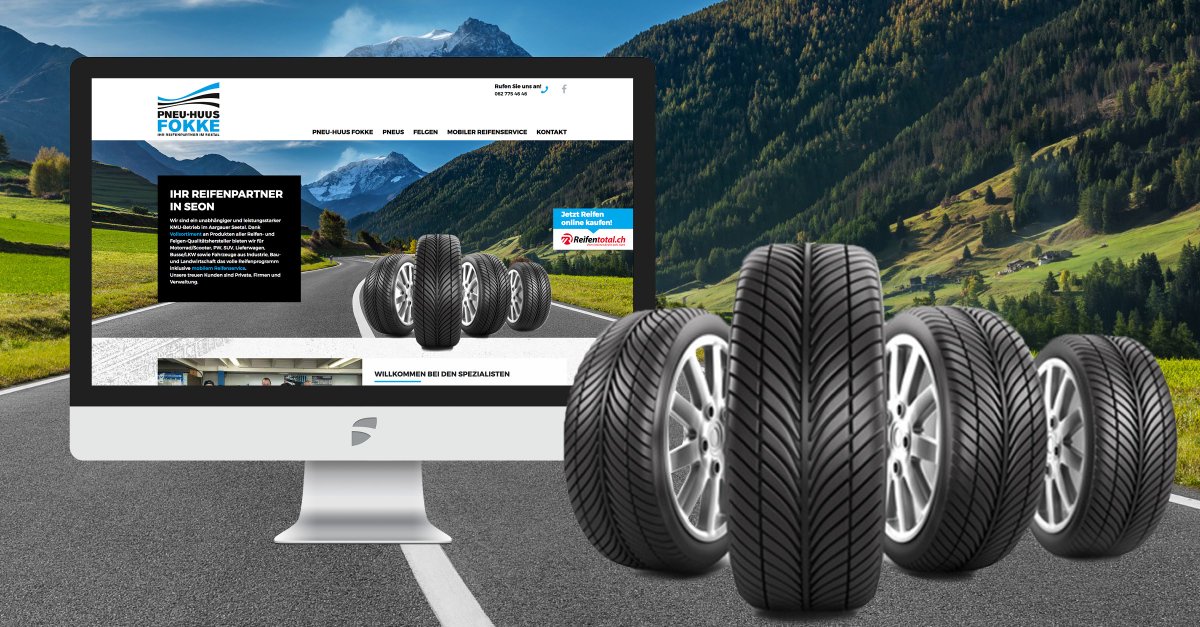 Das in der Aargauer Grossregion Seetal/Seon führende Reifenhaus Fokke (Simon Fokke war früher Reifenchef beim <a href="/SauberF1Team/">Sauber F1 Team</a>) hat ein neues Logo und eine neue #responsive #Website von Fruitcake Worb. #WordPress #Webdesign #GraphicDesign #photography Link: fokke.ch