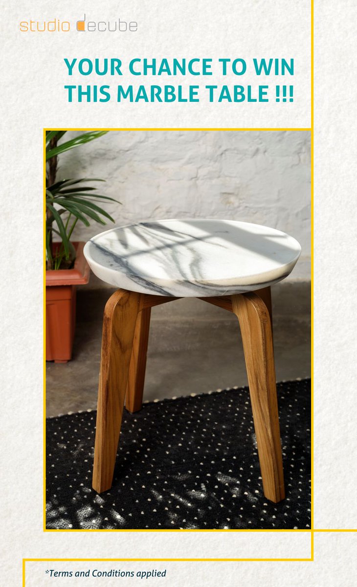 StudioDecube's tweet photo. Head over to our #instagram or #facebook page &amp; you could win yourself this Marble Table! Hurry! #sdturns3 #contest #birthdaygiveaway #birthdaymonth #turning3 #threeyears #may2018 #handcrafted #furniture #furnituredesign #giveaway #contestalert #staytuned #scandistyle #minimal https://t.co/eXDFE3E1Yj