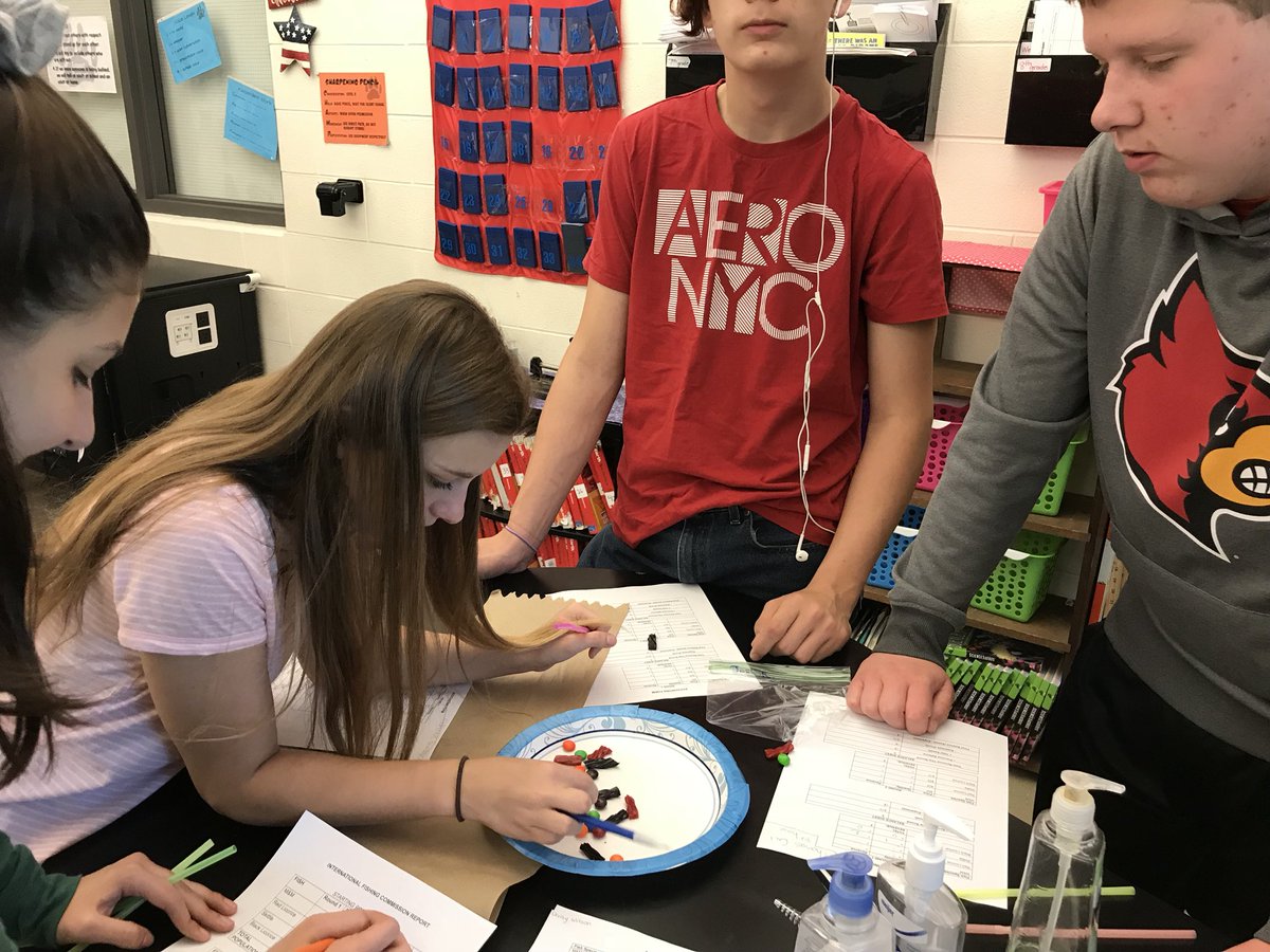 LMSWolfpack's tweet photo. LMS Wolfpack Science 8th Grade — Tragedy of the Commons: Sustainable Fishing Simulation #handsonlearningfun https://t.co/IucGEPY4si
