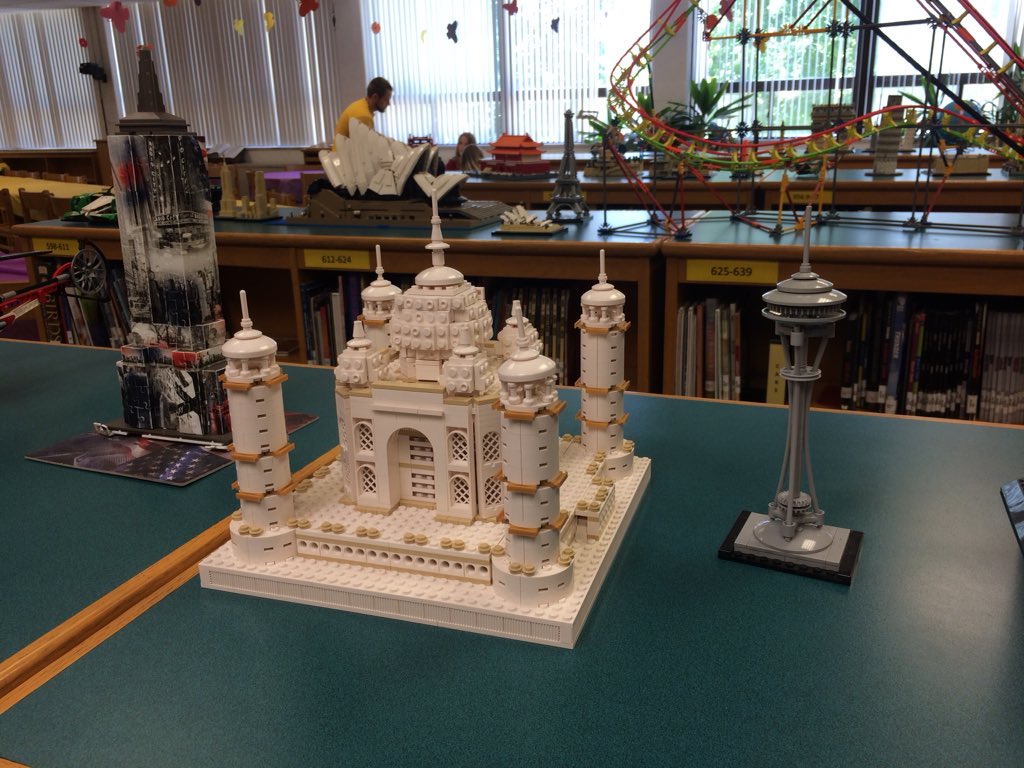DrMelEngland's tweet photo. Club 21 donated some awesome LEGO sculptures to display in the library. #ccmslibrary https://t.co/HXcx3Dg6qB