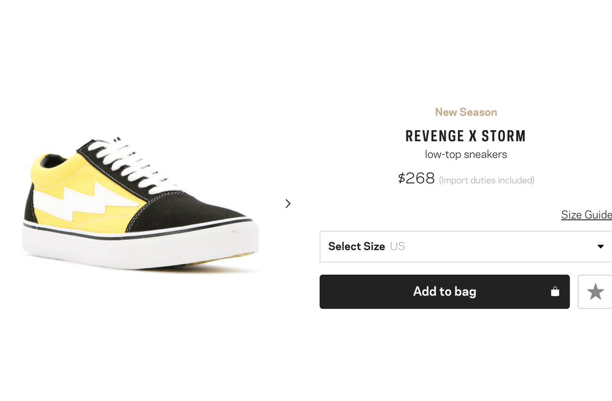 revenge storm size chart