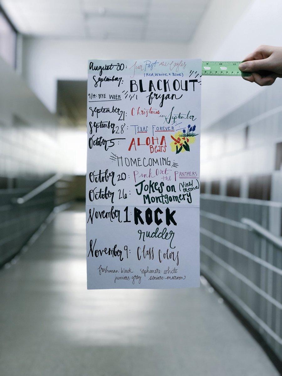 consolcheer's tweet photo. Happy last Friday of school tigers! Many of you are already set on summer time but while you spend time in the sun, you can be thinking of creative dress up ideas for EVERY THURSDAY in the fall (Maroon out every Friday).Here are the themes: https://t.co/HaIxEheOW2
