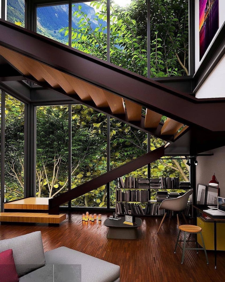 Love this match between the dark interior &amp; the natural light of floor to ceiling windows! 
👉🏻What do you think about this loft?
📷: Soheyb-R
#BringingTheOutsideIn #luxurylifestyle #luxurylife #glassexpanse