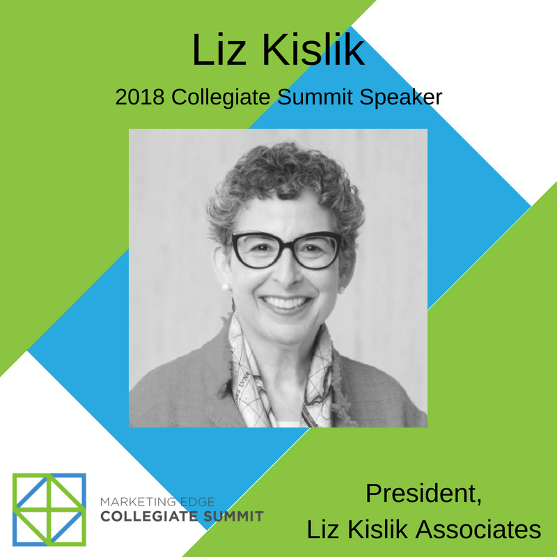 mktgEDGEorg's tweet photo. Speaking at the #EDGESummit18 is @LizKislik, President of Liz Kislik Associates. We are excited for what’s in store for the Summit!
Learn more @ https://t.co/LoGi5RVldb
#CollegiateSummit #MarketingEDGE https://t.co/xe4n5eyKEV