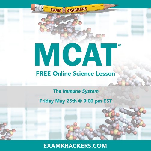TopMCATScore's tweet photo. Join us TONIGHT at 9pm EST for a FREE Online Science Lesson on the Immune System! Secure your seat now: https://t.co/t3PujW2RYk #Examkrackers #MCAT #MCAT2018 #MCATprep #MCATtips #free #science #lesson https://t.co/vgnBUWIj46