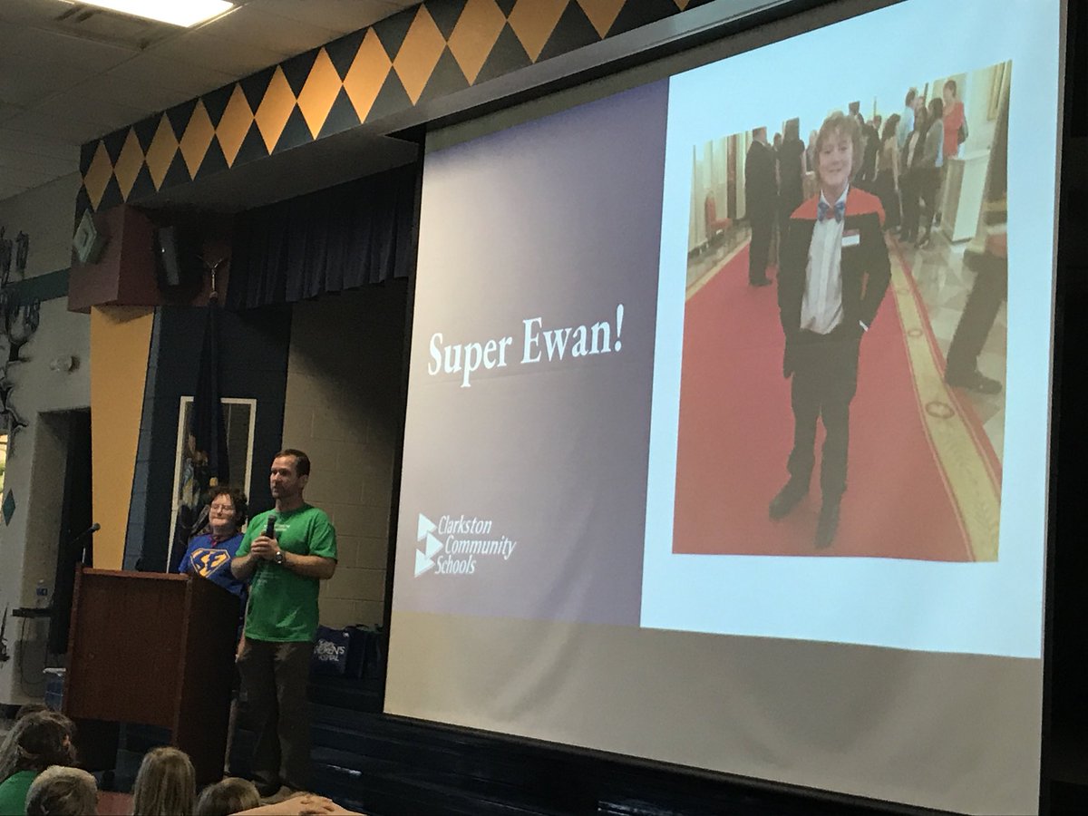 msufullerka's tweet photo. “You can be a superhero, too. We can all be a superhero to someone.” Super Ewan, Kicking off #col18 #ClarkstonASL @LearnAtCCS @CEBrianAdams @SuperEwan7 @EnchtdMakeovers @lanedhurd @alex_wolak @radhikaissac https://t.co/bQVHBJflqC
