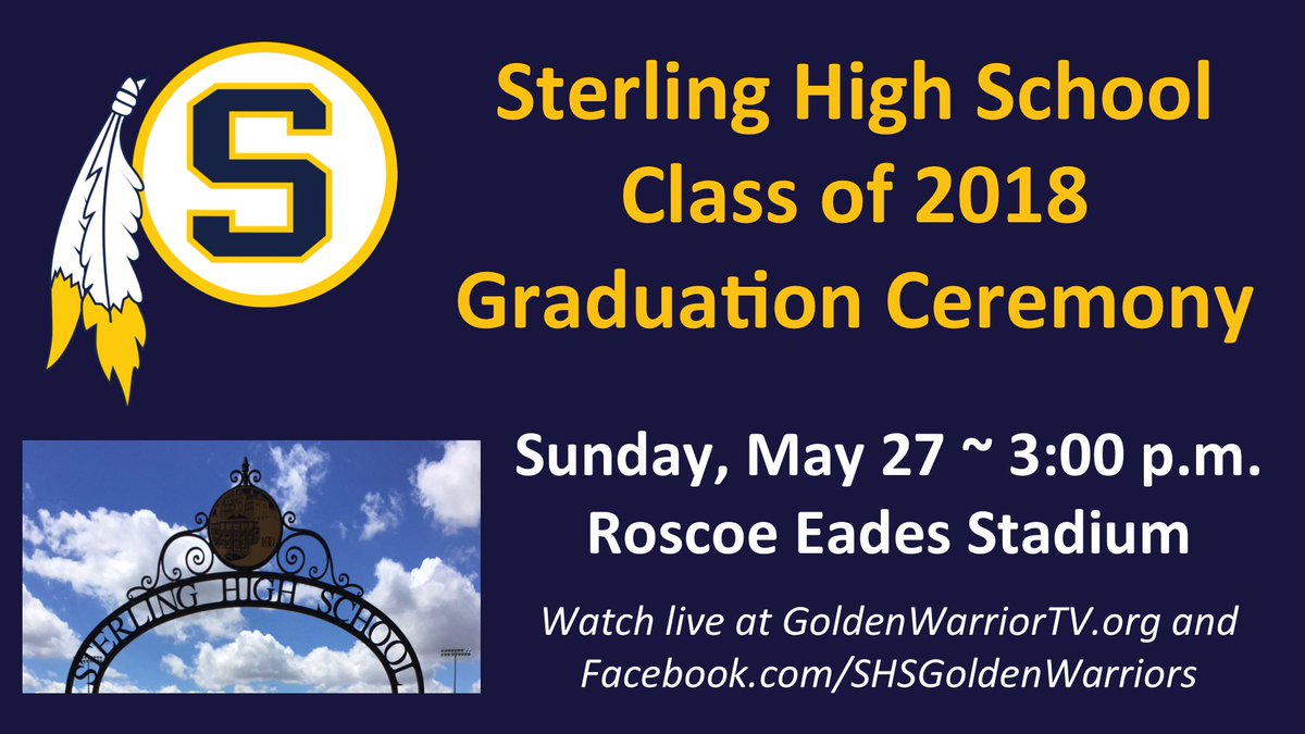 shs_gldnwarrior's tweet photo. Just 2 days until the #SHSClassof2018 walks through the gate and officially becomes the 119th graduating class in Sterling High School history! https://t.co/UIpFUqtEFm
