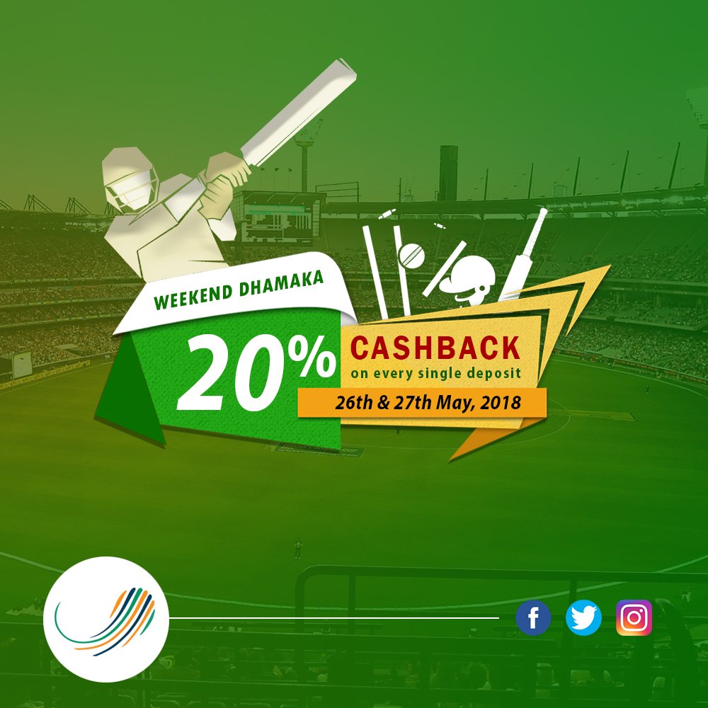 PlayerzPot's tweet photo. The Weekend Offer on 26th &amp; 27th may 2018
20% cashback on every deposit 
https://t.co/74UQ1AcBAs
#PlayerzPot #Offer #weekend https://t.co/feUSwpIeJi