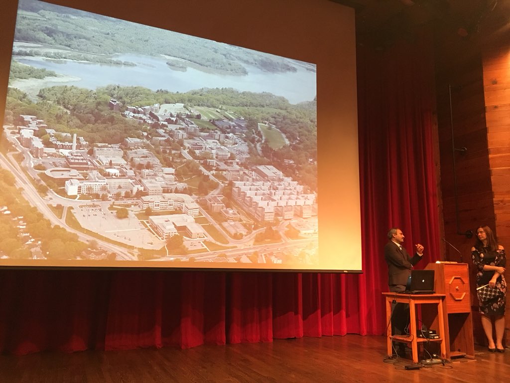 aMichaelWong's tweet photo. Nice end to Dr. Ravi’s talk with an aerial view of @McMasterU and #HamOnt #OOAC2018 https://t.co/xrcWtqmqIS