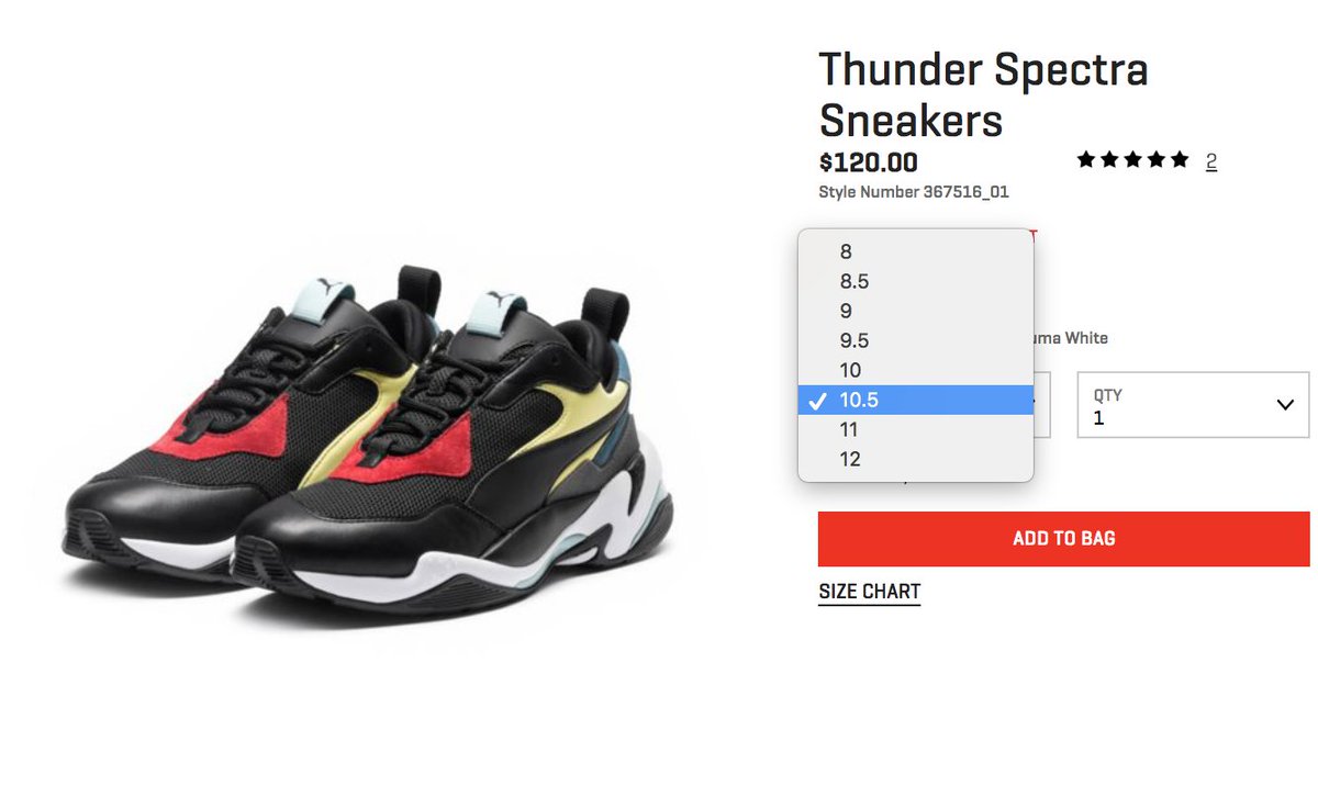 Puma Thunder Spectra Size Chart