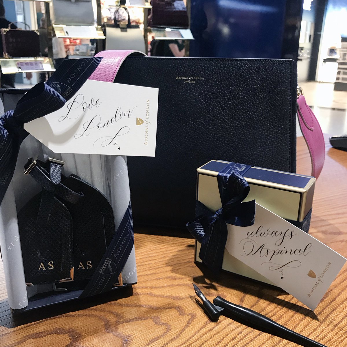 Busy Calligraphing gift tags @AspinalofLondon Heathrow Terminal 5 pop-up shop! ✈️ 🖋
