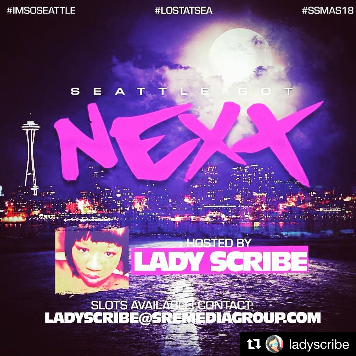 SHeReAdYeVenTs's tweet photo. [DEADLINE: TODAY] 
Submit Your Track NOW!!!
🎤🔥💯🎤🔥💯🎤
#SeattleGotNext #SeattleMusic #SeattleHipHop #Artists #Producers #Musicians #RnB #HipHop #NewMusic #SSMAs18 #ImSoSeattle #Mixtape #FloodTheStreets #DatPiff #Coast2CoastMixtapes #Coast2Coast #MixtapeComingSoon #Spinrilla https://t.co/oBaLTU6n8m