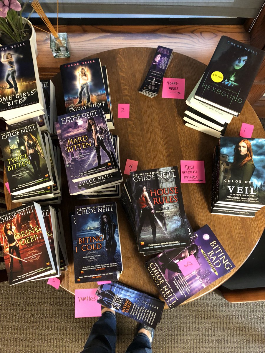 chloeneill's tweet photo. 20 books in 9 years = lots of author copies. So today is a dayjob book giveaway. 😬😬😬 #takethemplz #iamdrowning https://t.co/64ixRqtYOu