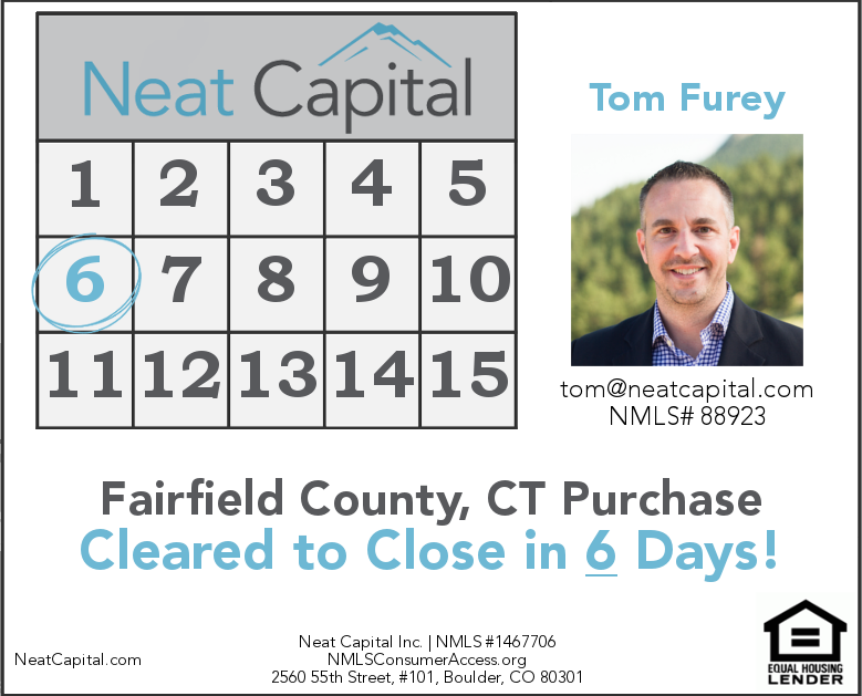 NeatCapital's tweet photo. Purchase loan in Fairfield County, CT ready to close in less than one week!
https://t.co/FHbGRVc3iN
#mortgage #fintech #homebuyingreinvented #hbri https://t.co/sm6sgCOQCJ