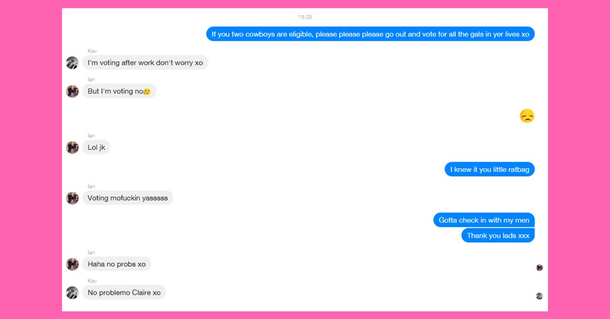 ClareOHanlon1's tweet photo. Checked in with the boys, now lovely men that I use to babysit years ago. My heart is full and I'm so proud of them. #IVotedYes #MenForRepeal Literally the definition of #TogetherForYes 💟 https://t.co/HqzIWI8dFs