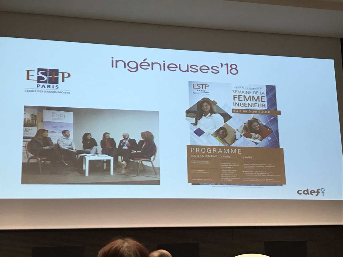 Ellesbougent's tweet photo. #Ingénieuses2018 Les écoles nominées pour le Prix de l’école la plus mobilisée remis par Laurent Mahieu, président de la CTI @enacfrance @estpparis @ENSEA1 #EllesdelENAC #EBCity #JesuisIngenieurE @Cdefi https://t.co/E4h9ZYydXu
