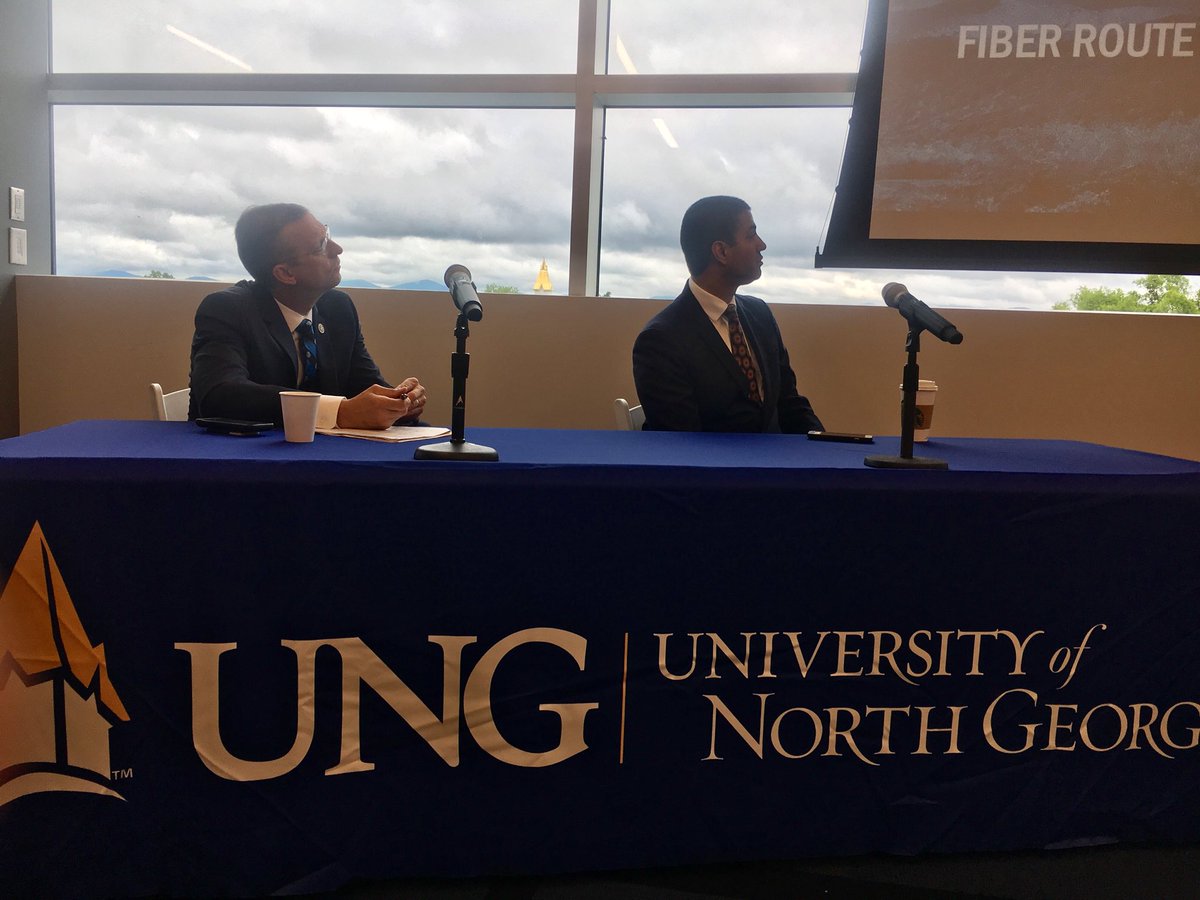 Finding_Nemeth's tweet photo. Thought-provoking forum this morning with @RepDougCollins and @AjitPaiFCC, as well as many small business owners and local leaders on rural broadband as it relates to healthcare, education, economic development, and more. Thanks to @UNG_News for having us! https://t.co/xUxuIBhuTh