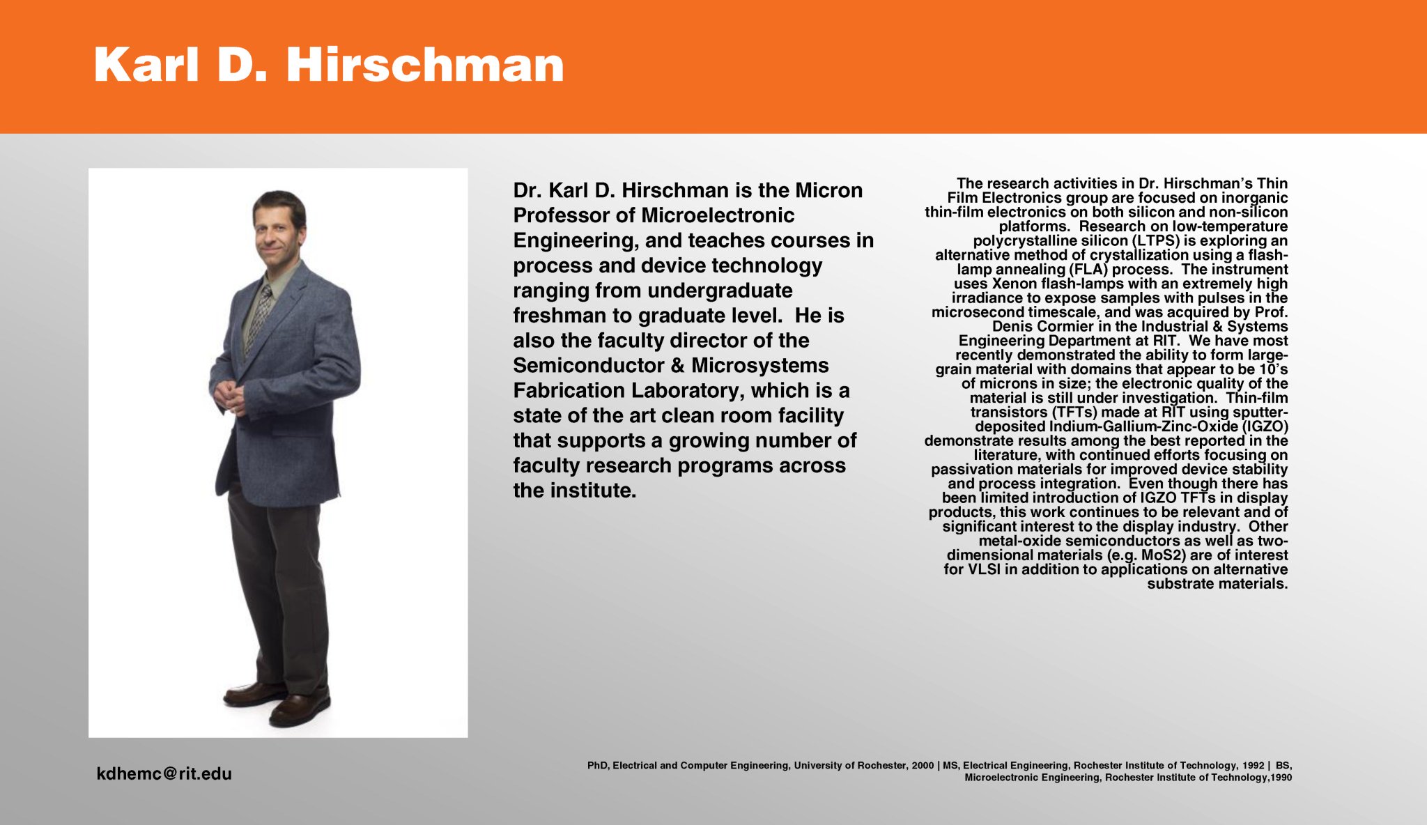 RIT Photonics on Twitter "MeetRITPhotonics Dr. Karl Hirschman a