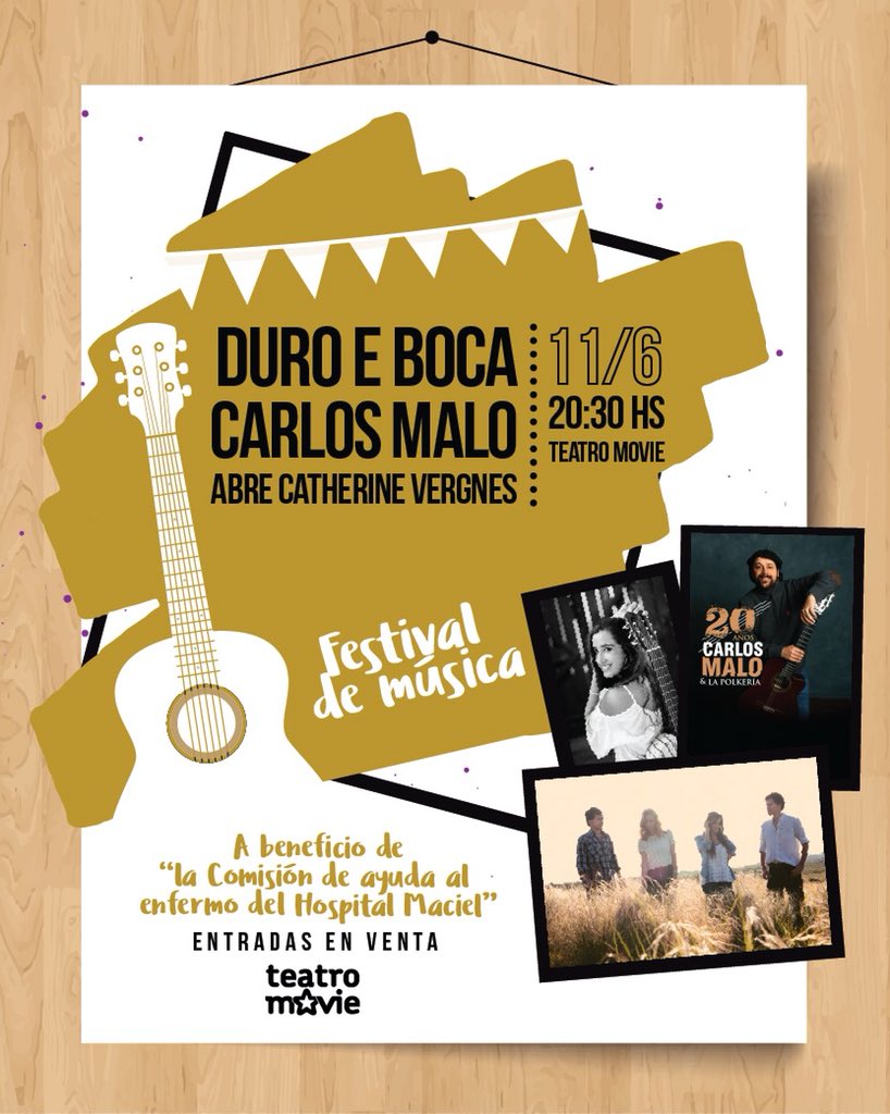 Se viene la 3era edición del festival de folklore a beneficio! Nos acompañan @carlosmaloylp y Cathe Vergnes! Entradas en movie.com.uy