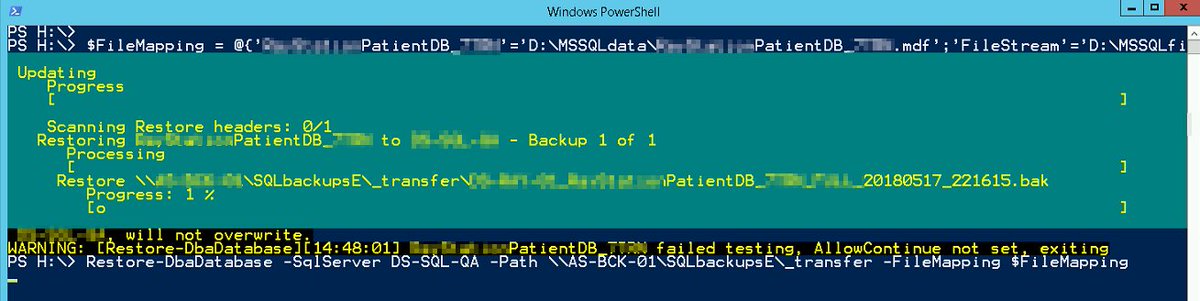 SQLBonus's tweet image. Awesome! 
Restore-DbaDatabase with FileMapping