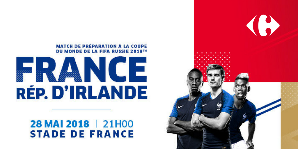 CarrefourFrance's tweet image. On vous propose de gagner 2 places pour 🇫🇷 France - Irlande 🇮🇪 ! #FRAIRL ⚽ Pour participer, vous connaissez le principe 👉RT+follow @CarrefourFrance, on tire au sort lundi matin (jour de match), les places seront à récupérer directement au @StadeFrance 👊