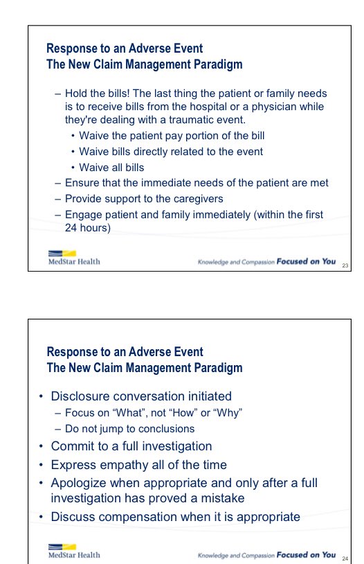LauraLeeSafety's tweet photo. The best apology: “I’m sorry I hurt you”; NOT: I’m sorry you’re hurt”. This out of the mouth of a lawyer! ‘Tis a new bright day for disclosure!  Kudos @AHRQNews for CANDOR &amp; Larry Smith @MedStarSafety @MedStarHealth @TerryFairbanks @dmayer33 @KellyS365 @sakrevat @KateKelloggMD https://t.co/aY2lATasvr